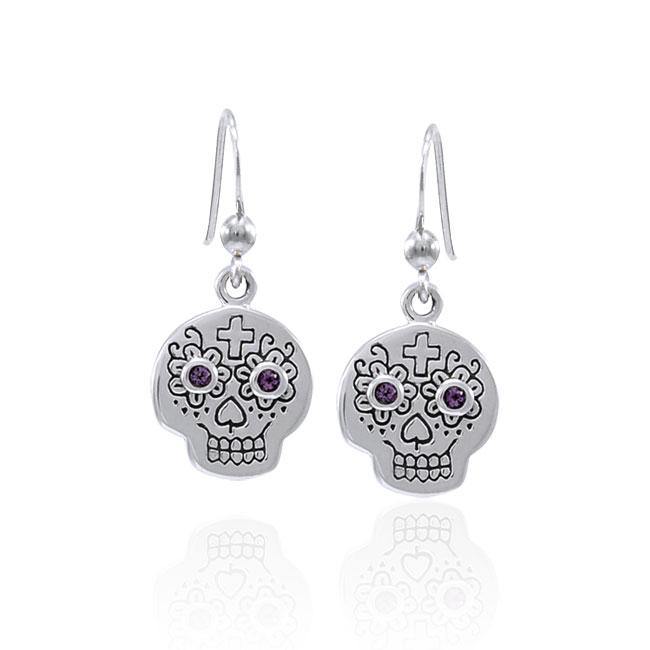 Dia de los Muertos Skull Gemstone Earrings TER1585 - Jewelry