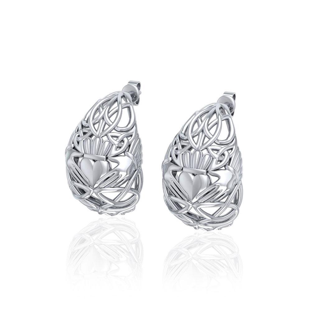Celtic Claddagh Silver Post Earrings TER1673 - Jewelry