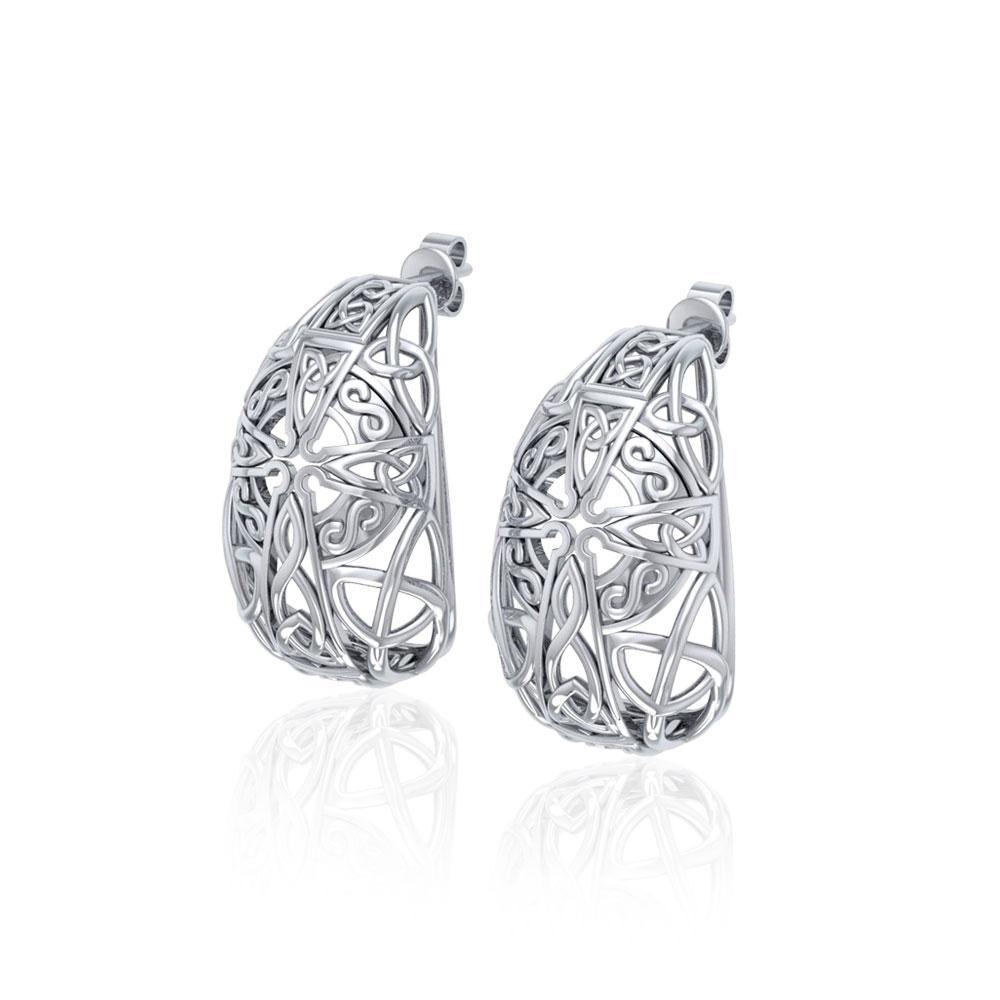 Celtic Cross Silver Post Earrings TER1674 - Jewelry