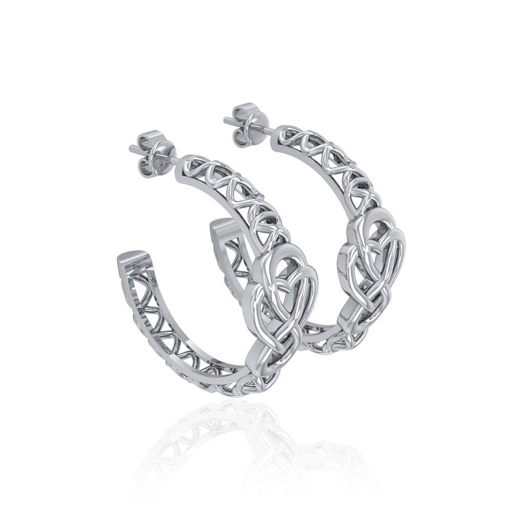 Celtic Knot Silver Hoop Post Earrings TER1680 - Jewelry