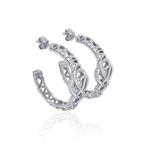 Celtic Knot Silver Hoop Post Earrings TER1680 - Jewelry