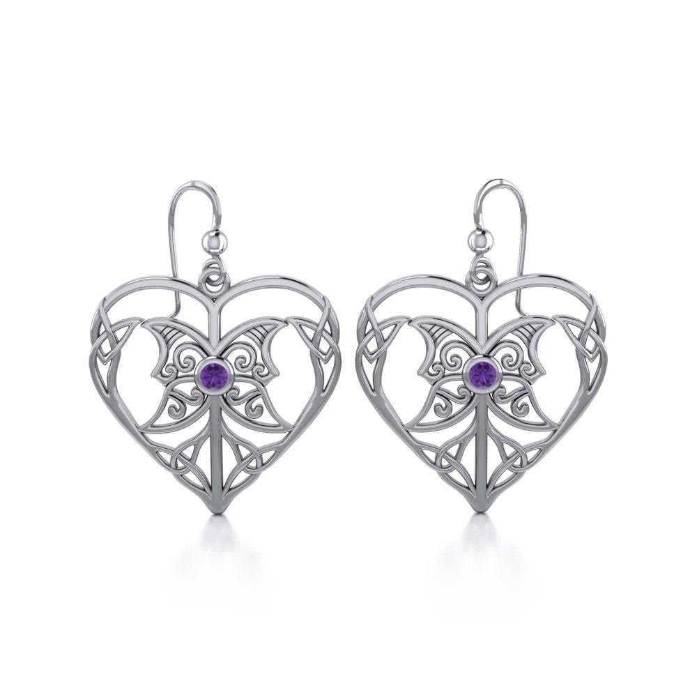 Celtic Triple Goddess Love Peace Sterling Silver Earrings with Gemstone TER1702 - Jewelry