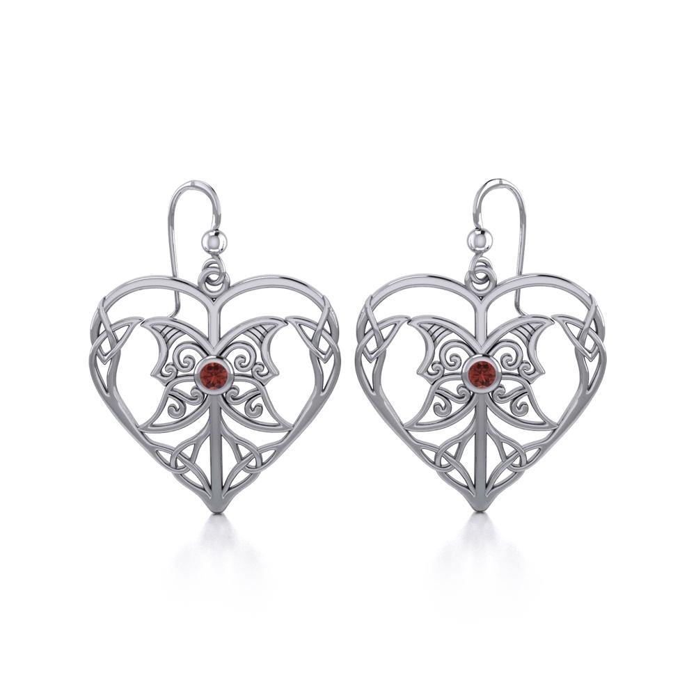 Celtic Triple Goddess Love Peace Sterling Silver Earrings with Gemstone TER1702 - Jewelry