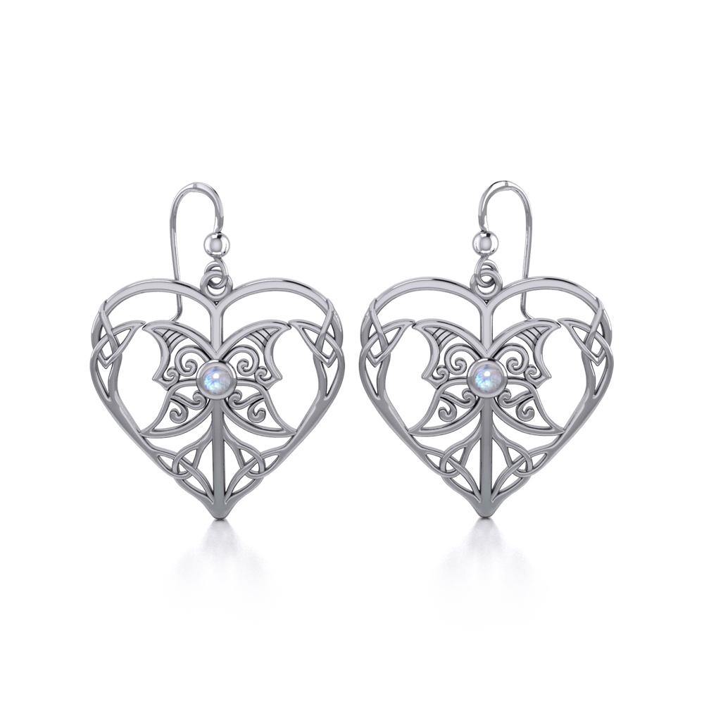 Celtic Triple Goddess Love Peace Sterling Silver Earrings with Gemstone TER1702 - Jewelry