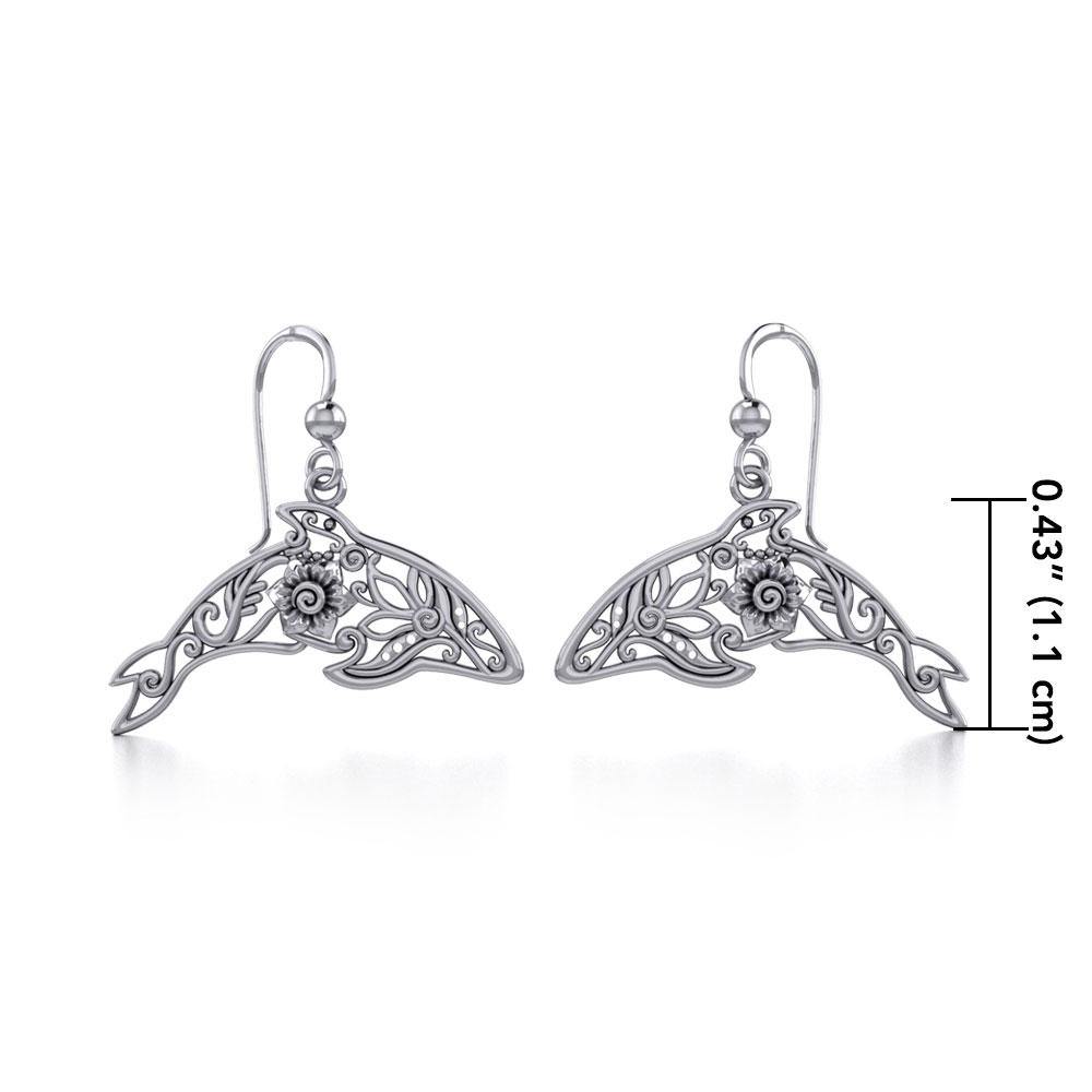 The joy of the gentle giants ~ Sterling Silver Dolphin Filigree Hook Earrings Jewelry TER1704 - Jewelry