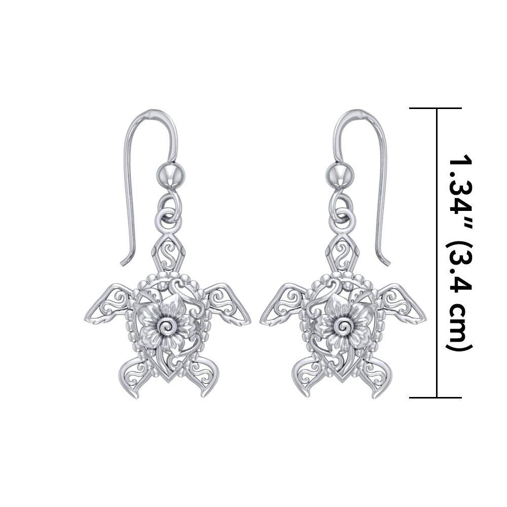 Steady and stable ~ Sterling Silver Sea Turtle Filigree Hook Earrings Jewelry TER1707 - Jewelry