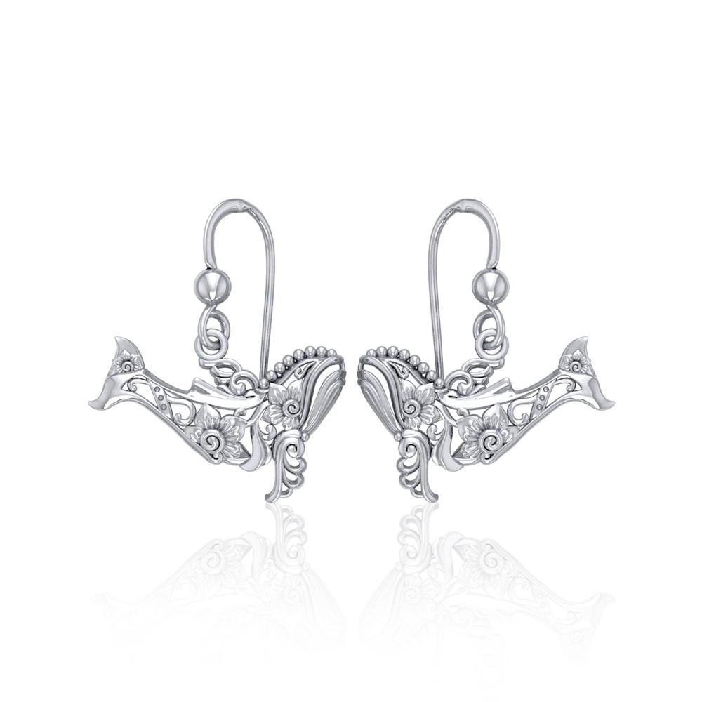 Tranquil guardians of the sea ~ Sterling Silver Whale Filigree Hook Earrings Jewelry TER1711 - Jewelry