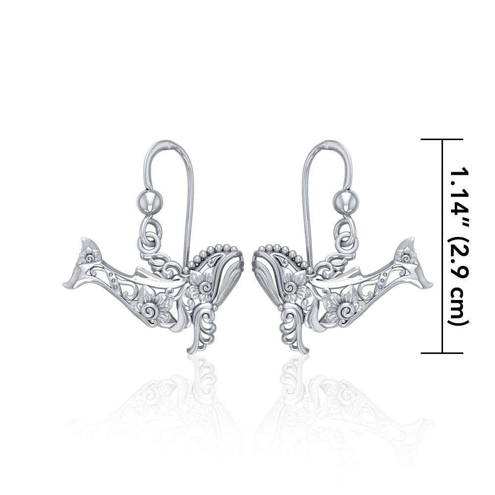 Tranquil guardians of the sea ~ Sterling Silver Whale Filigree Hook Earrings Jewelry TER1711 - Jewelry