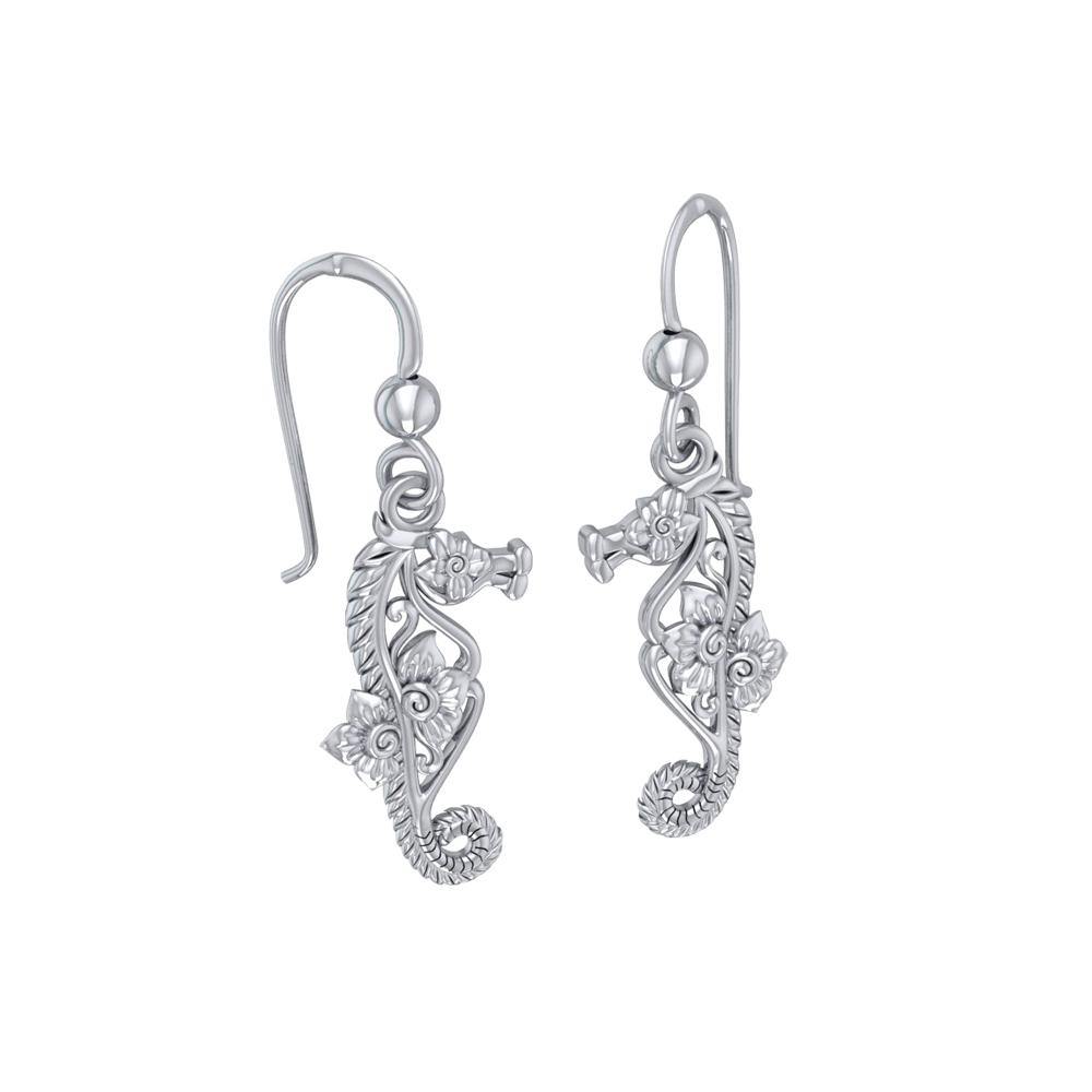 Most precious jewel of the ocean ~ Sterling Silver Seahorse Filigree Hook Earrings Jewelry TER1714 - Jewelry