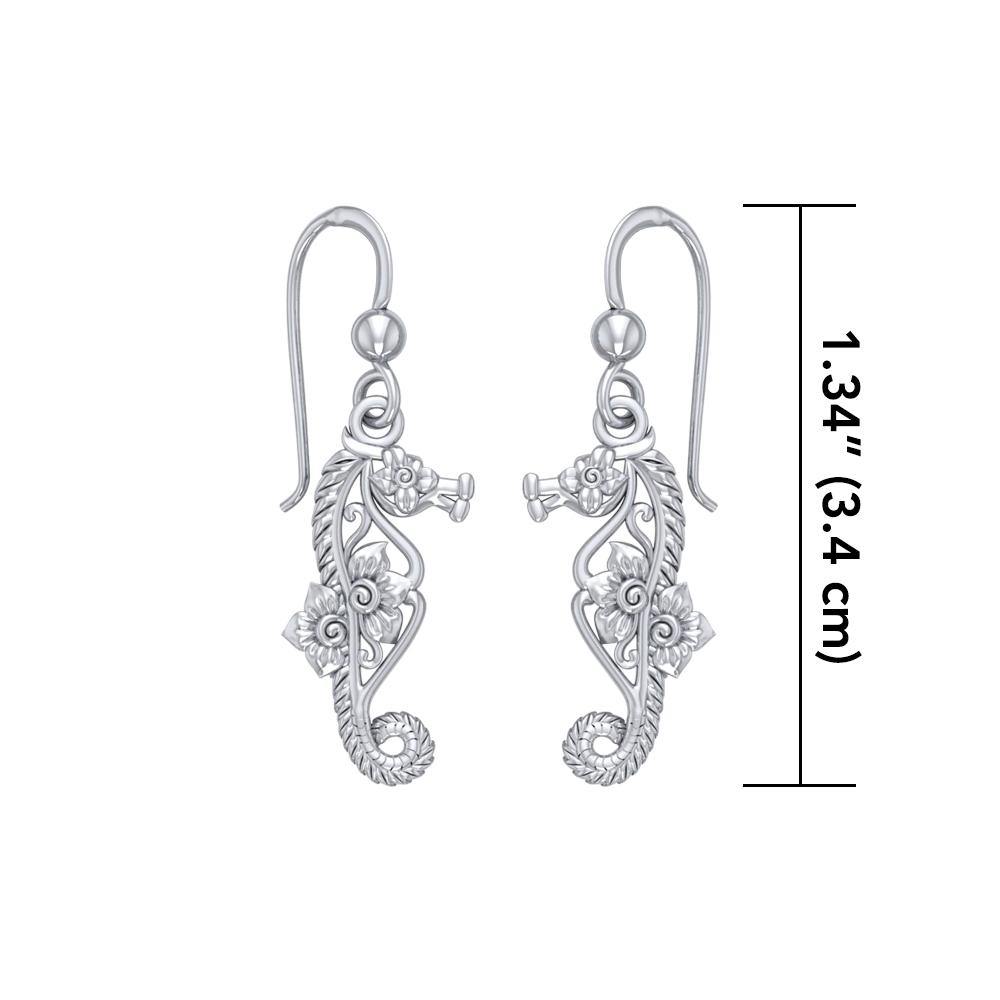 Most precious jewel of the ocean ~ Sterling Silver Seahorse Filigree Hook Earrings Jewelry TER1714 - Jewelry