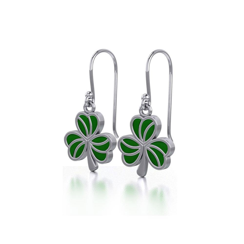 Enamel Shamrock Clover Silver Earrings TER1718 - Jewelry