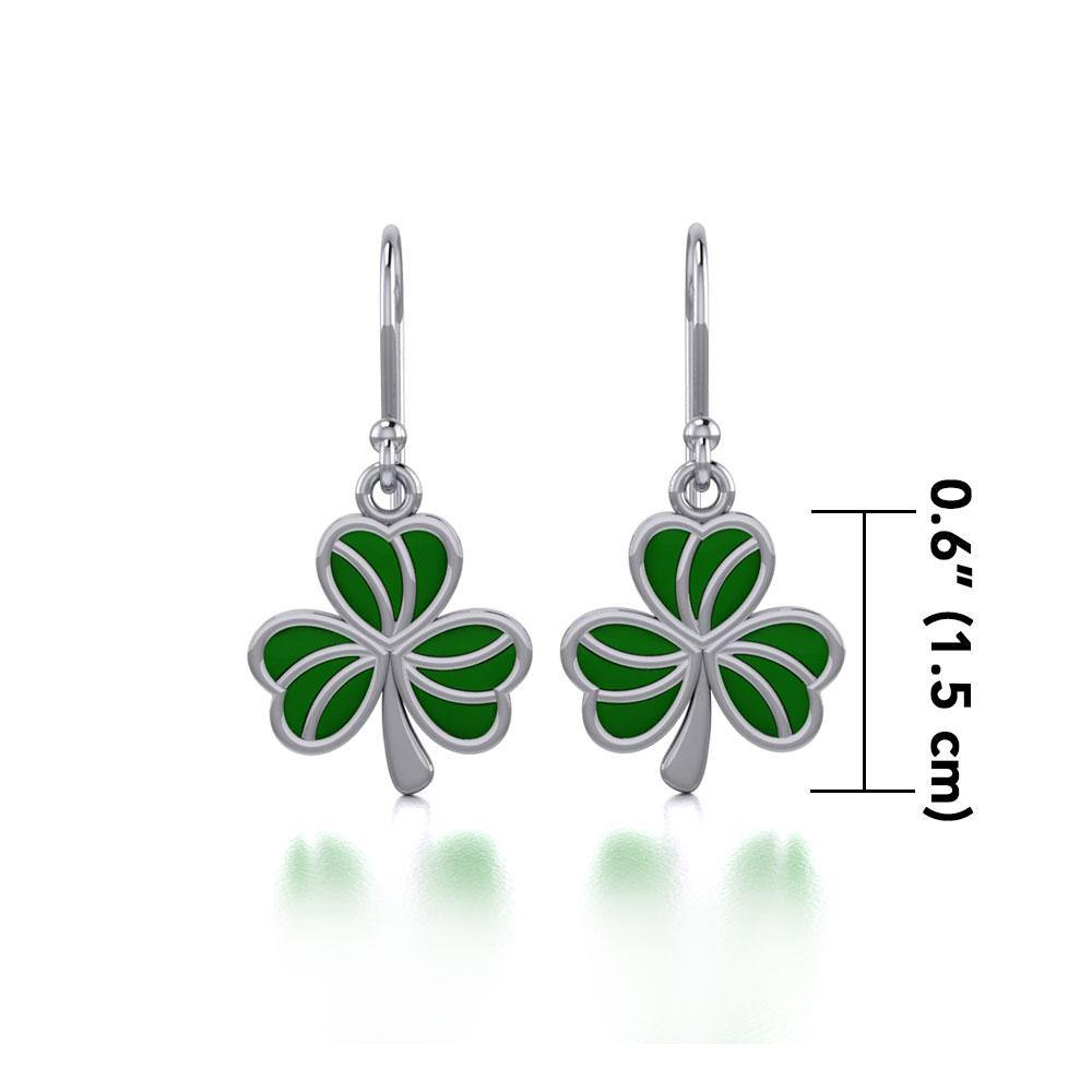 Enamel Shamrock Clover Silver Earrings TER1718 - Jewelry