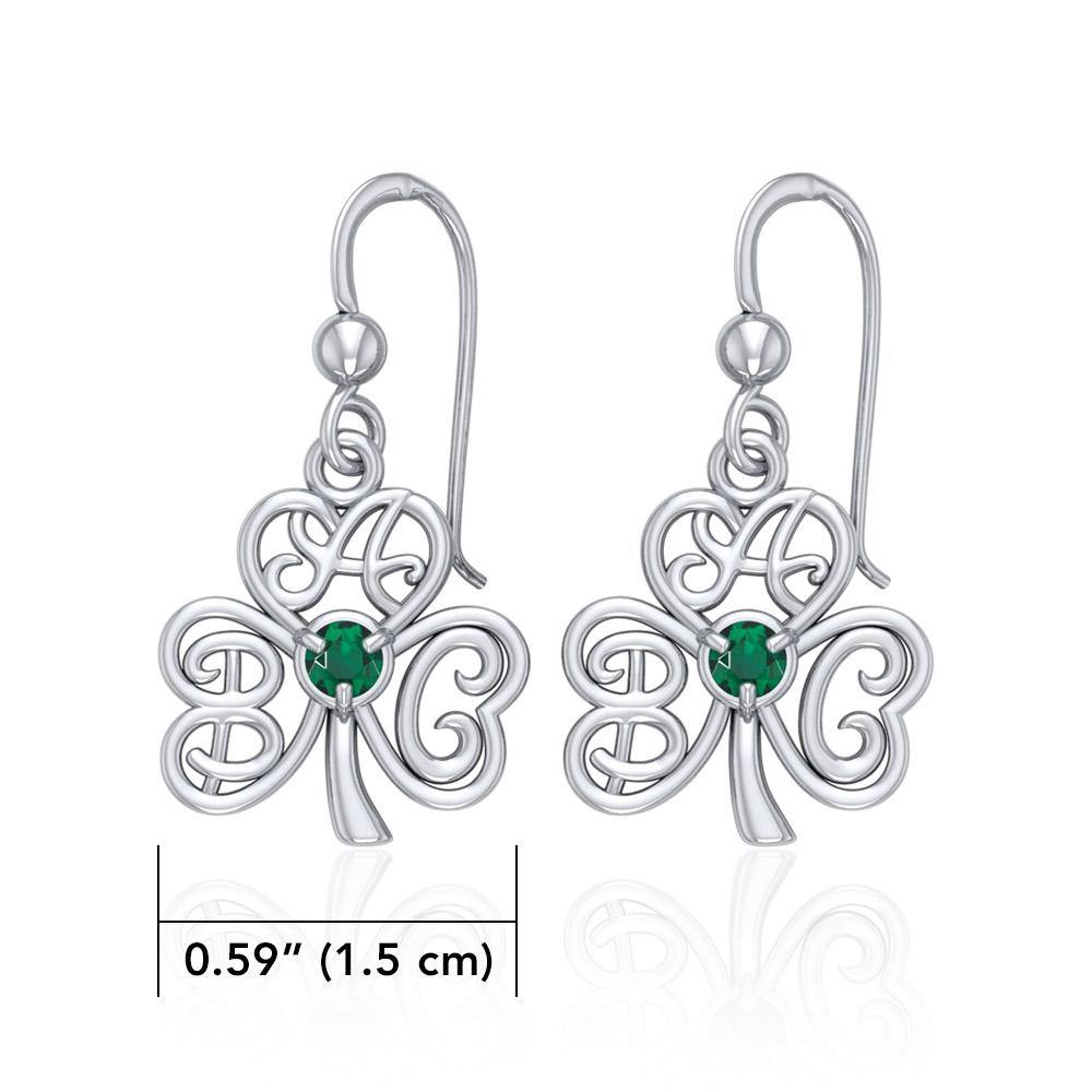 ABC Monogramming Shamrock Clover Silver Gemstone Earrings TER1720 - Jewelry
