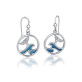 Sterling Silver Round Celtic Whale Tail Earrings with Enamel Wave TER1727 - Jewelry