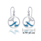 Sterling Silver Round Celtic Whale Tail Earrings with Enamel Wave TER1727 - Jewelry