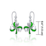 Lucky Shamrock Clover Silver Earrings with Enamel TER1732 - Jewelry