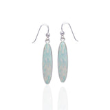 Modern Long Oval Inlaid Silver Earrings TER436 - Jewelry