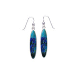 Modern Long Oval Inlaid Silver Earrings TER436 - Jewelry