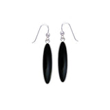 Modern Long Oval Inlaid Silver Earrings TER436 - Jewelry