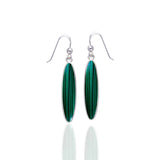 Modern Long Oval Inlaid Silver Earrings TER436 - Jewelry