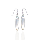 Modern Long Oval Inlaid Silver Earrings TER436 - Jewelry