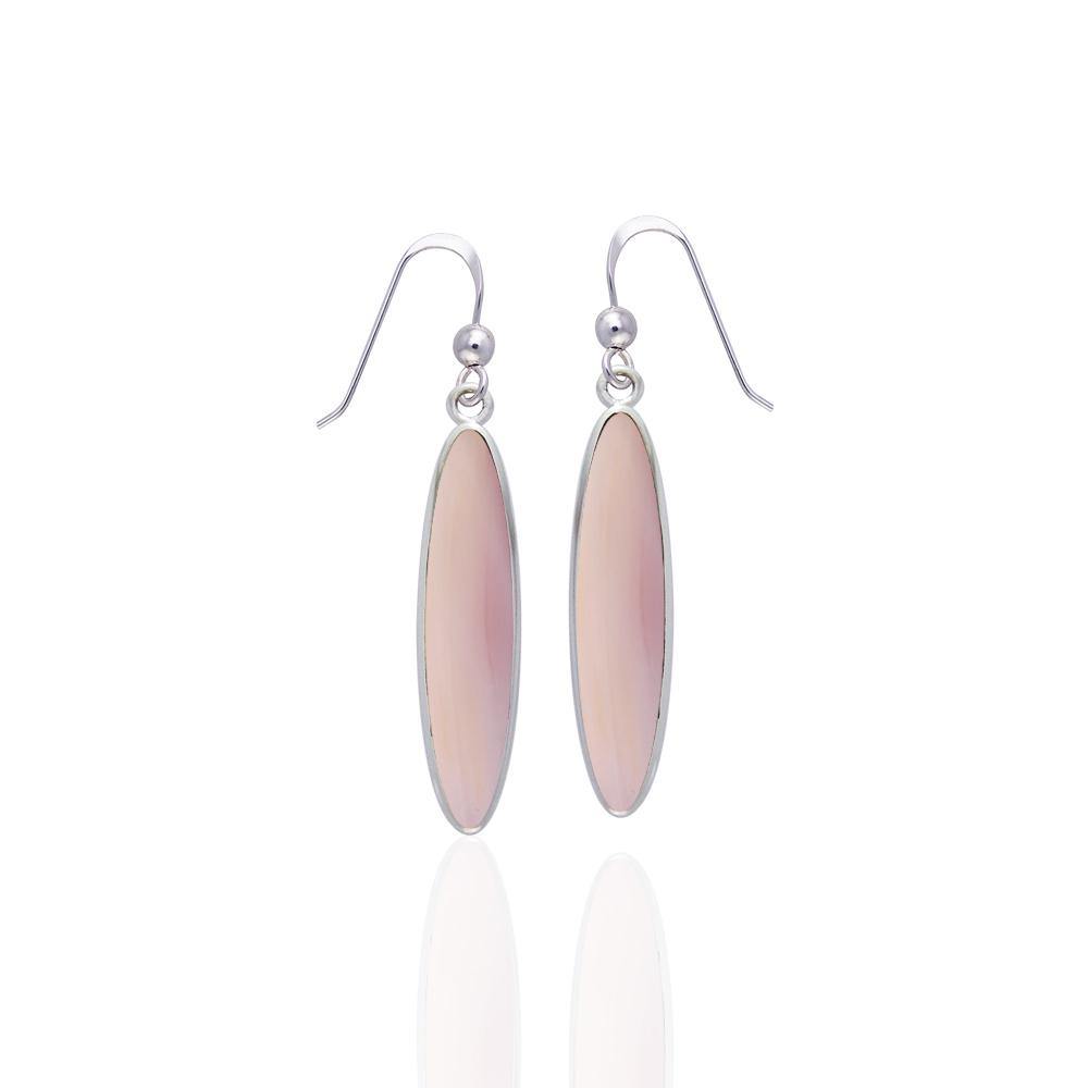 Modern Long Oval Inlaid Silver Earrings TER436 - Jewelry
