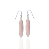 Modern Long Oval Inlaid Silver Earrings TER436 - Jewelry