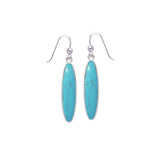 Modern Long Oval Inlaid Silver Earrings TER436 - Jewelry