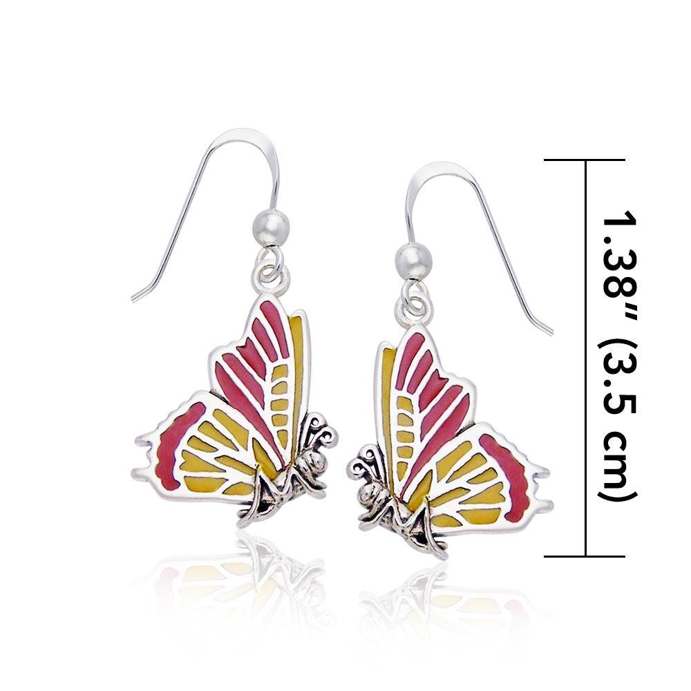 Lifeโ€s colorful transformation ~ Sterling Silver Jewelry Butterfly Hook Earrings TER516 - Jewelry