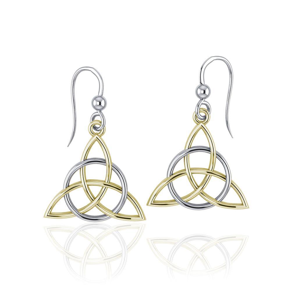 Triquetra Silver and 14K Gold accent Earrings TEV2912 - Jewelry