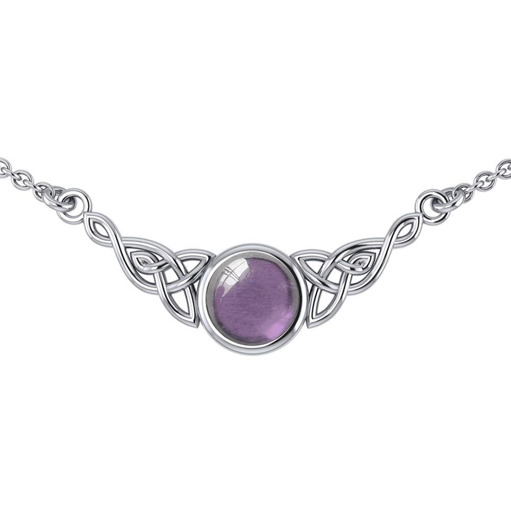 Wear the gift of interconnectedness ~ Sterling Silver Celtic Knotwork Necklace with a Gemstone centerpiece TN224 - Jewelry