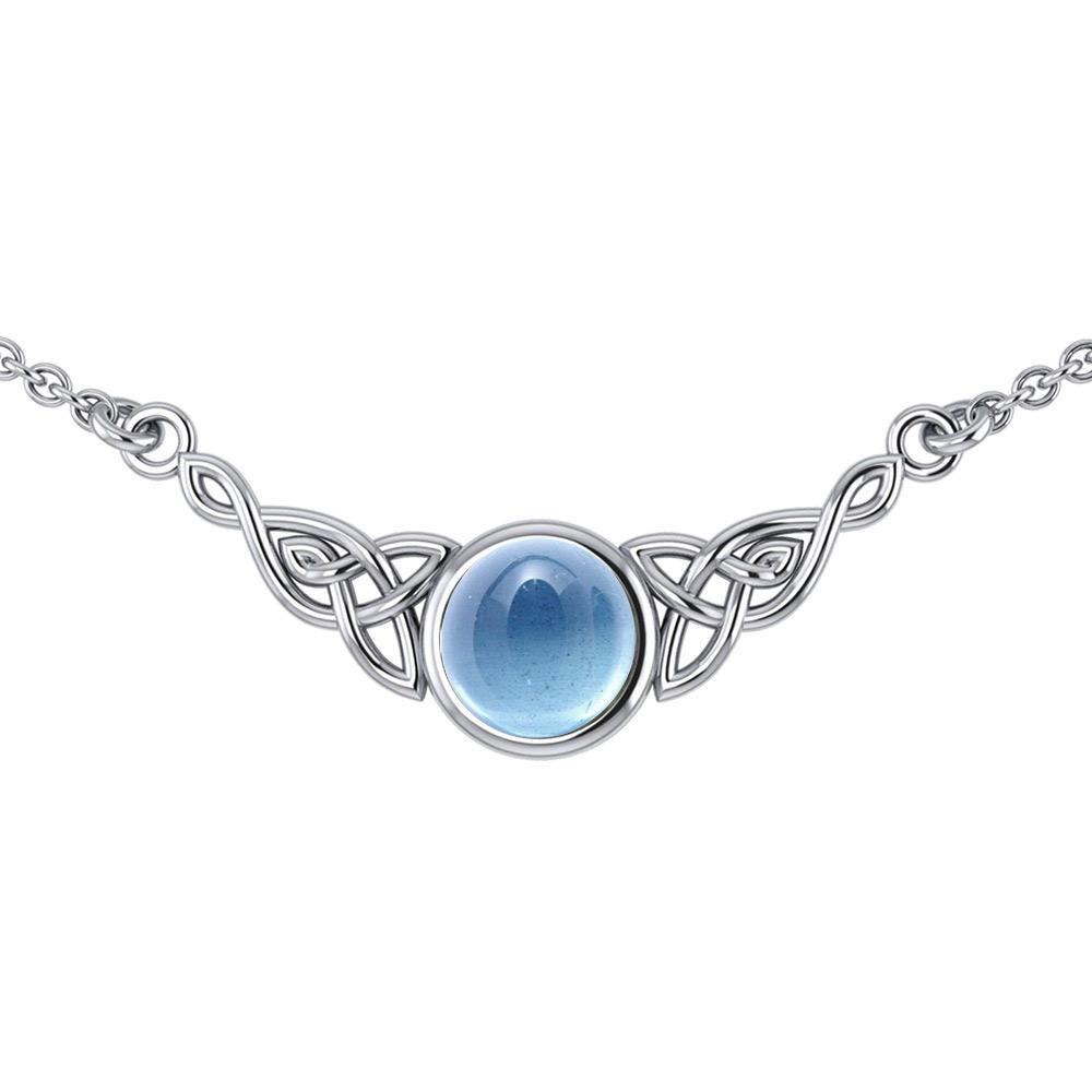 Wear the gift of interconnectedness ~ Sterling Silver Celtic Knotwork Necklace with a Gemstone centerpiece TN224 - Jewelry