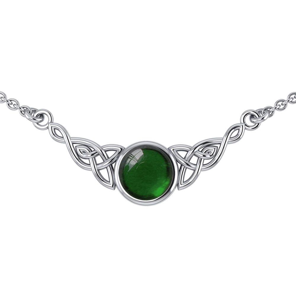 Wear the gift of interconnectedness ~ Sterling Silver Celtic Knotwork Necklace with a Gemstone centerpiece TN224 - Jewelry