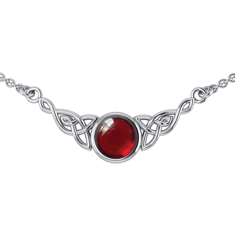 Wear the gift of interconnectedness ~ Sterling Silver Celtic Knotwork Necklace with a Gemstone centerpiece TN224 - Jewelry
