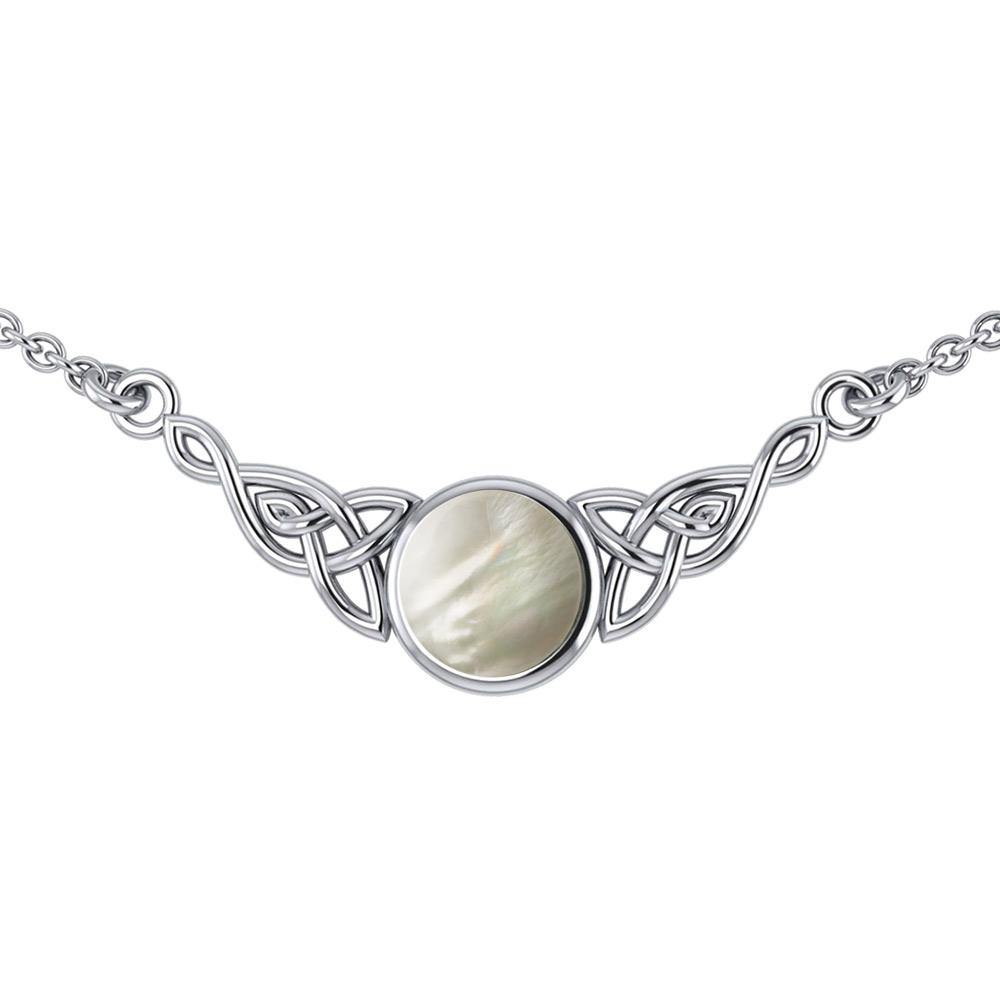 Wear the gift of interconnectedness ~ Sterling Silver Celtic Knotwork Necklace with a Gemstone centerpiece TN224 - Jewelry