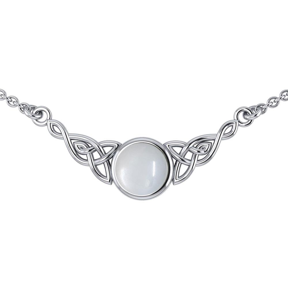 Wear the gift of interconnectedness ~ Sterling Silver Celtic Knotwork Necklace with a Gemstone centerpiece TN224 - Jewelry
