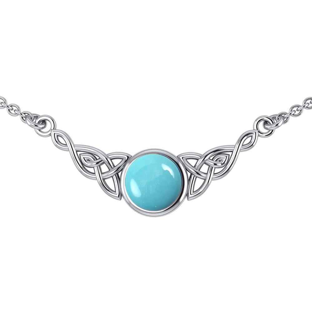 Wear the gift of interconnectedness ~ Sterling Silver Celtic Knotwork Necklace with a Gemstone centerpiece TN224 - Jewelry