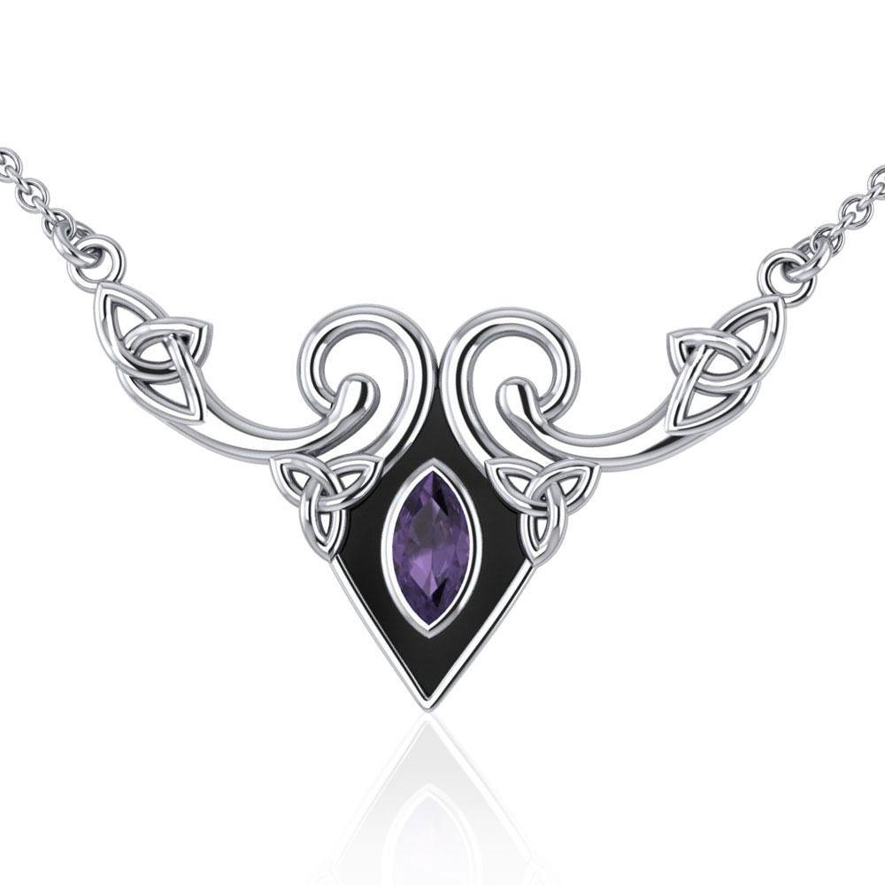 A gift of the world Silver Celtic Triquetra Necklace with Gemstone TNC159 - Jewelry