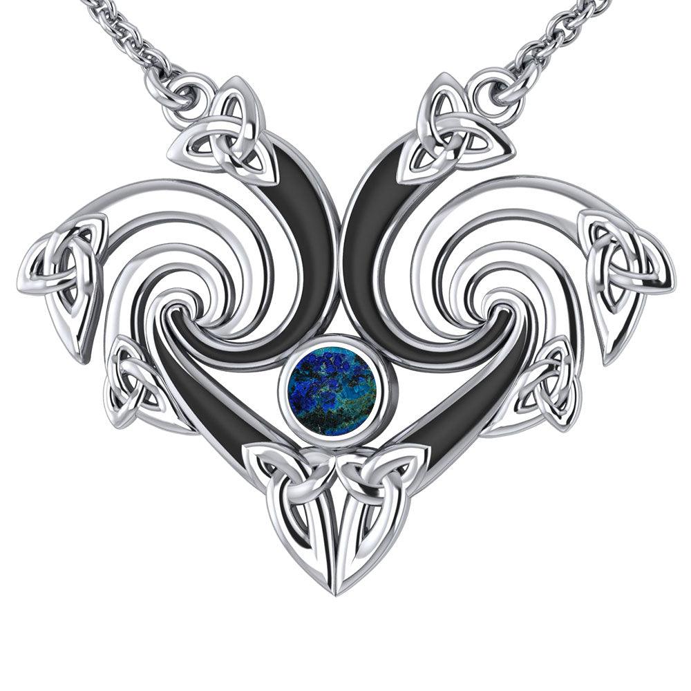 Representation that lies in the Universe Silver Triquetra Necklace with Gemstone TNC160 - Jewelry