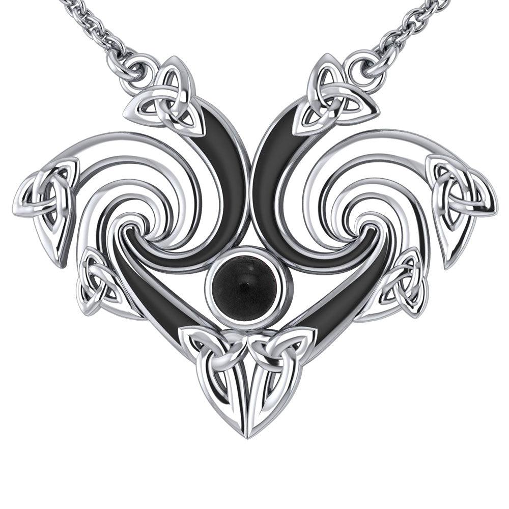 Representation that lies in the Universe Silver Triquetra Necklace with Gemstone TNC160 - Jewelry