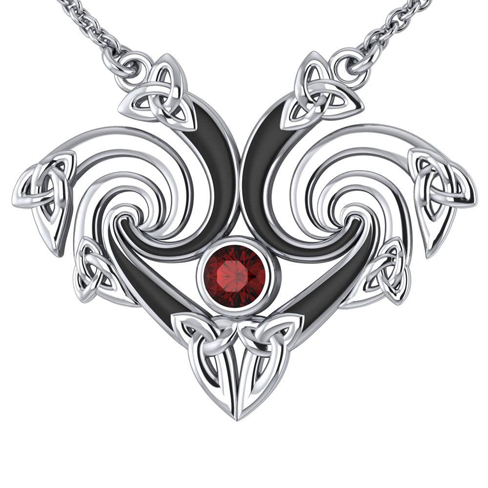 Representation that lies in the Universe Silver Triquetra Necklace with Gemstone TNC160 - Jewelry