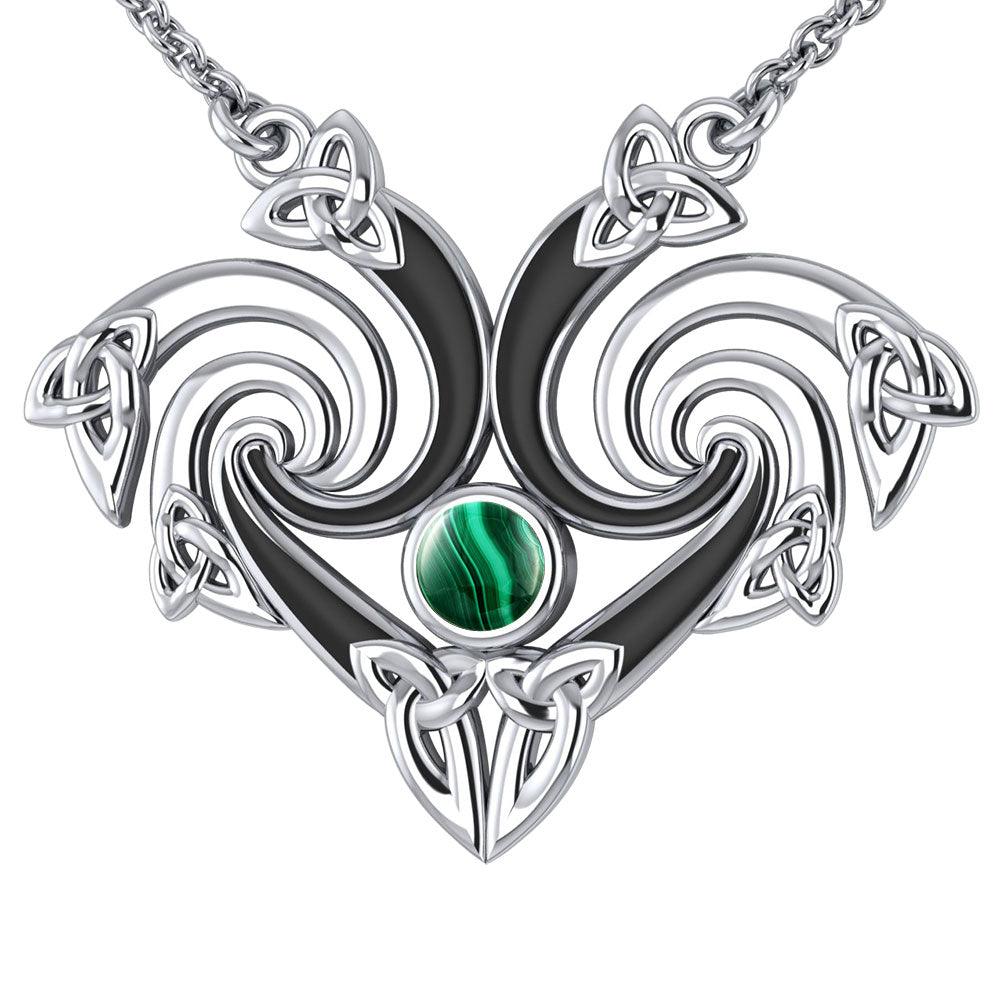 Representation that lies in the Universe Silver Triquetra Necklace with Gemstone TNC160 - Jewelry
