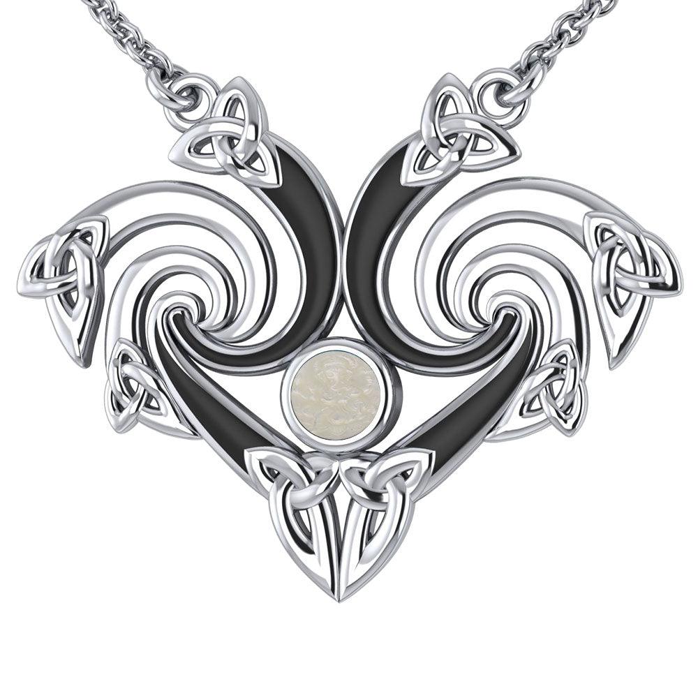 Representation that lies in the Universe Silver Triquetra Necklace with Gemstone TNC160 - Jewelry
