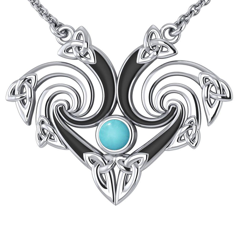 Representation that lies in the Universe Silver Triquetra Necklace with Gemstone TNC160 - Jewelry