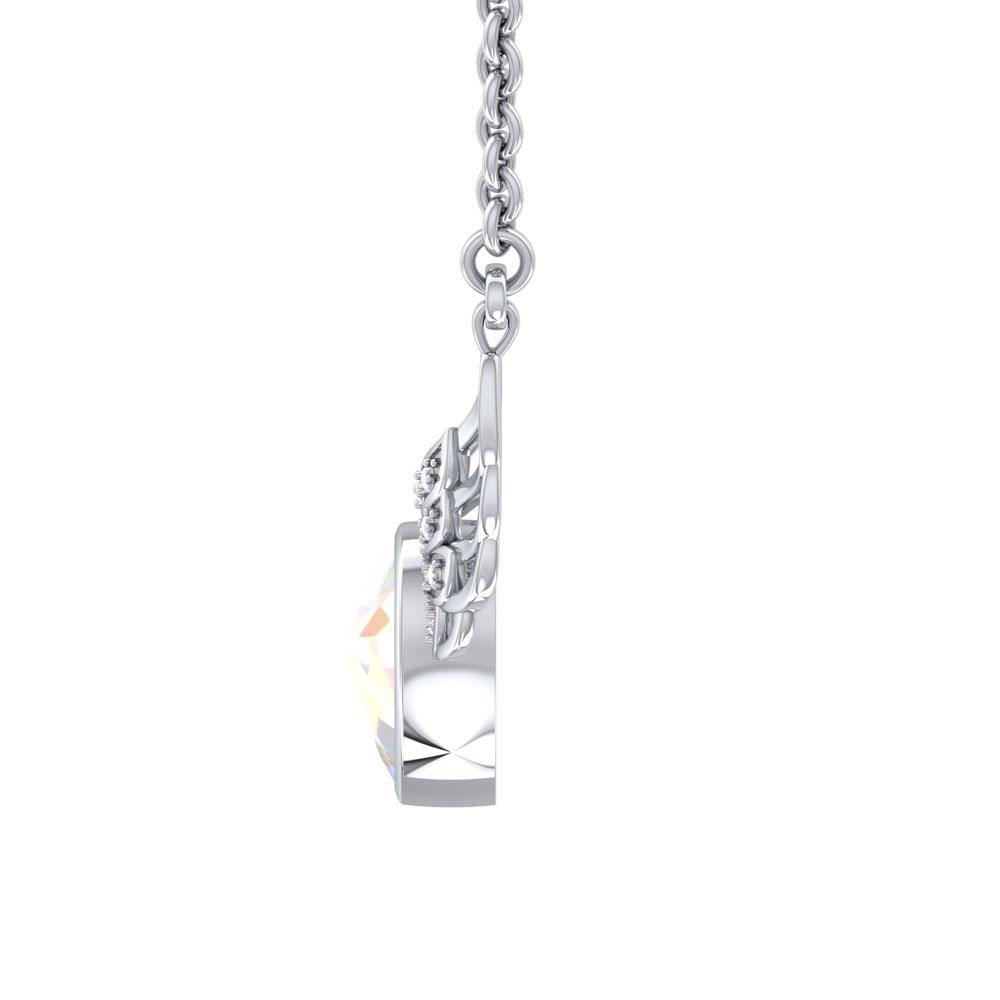 Crystal Heart with Angel Wings 18” Necklace with White Aurore Boreale Crystal Wing TNC453 - Jewelry