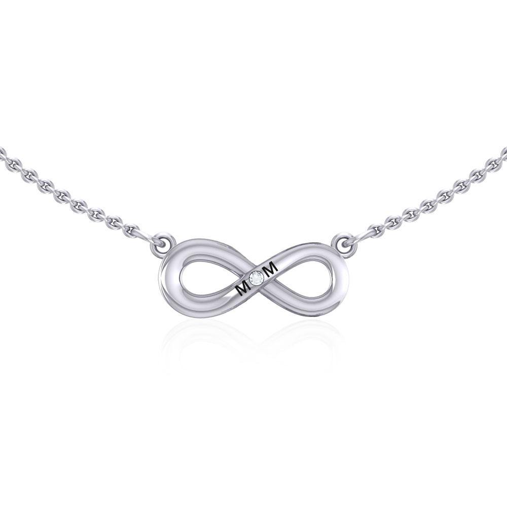 Infinity Love For Mom Silver Necklace with Single Gem TNC459 - Jewelry