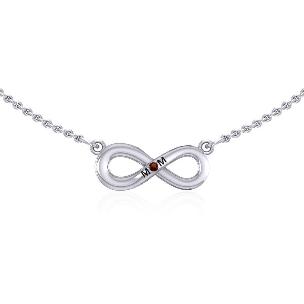 Infinity Love For Mom Silver Necklace with Single Gem TNC459 - Jewelry