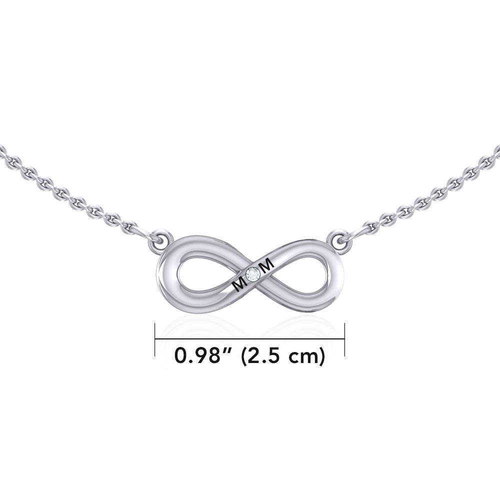 Infinity Love For Mom Silver Necklace with Single Gem TNC459 - Jewelry