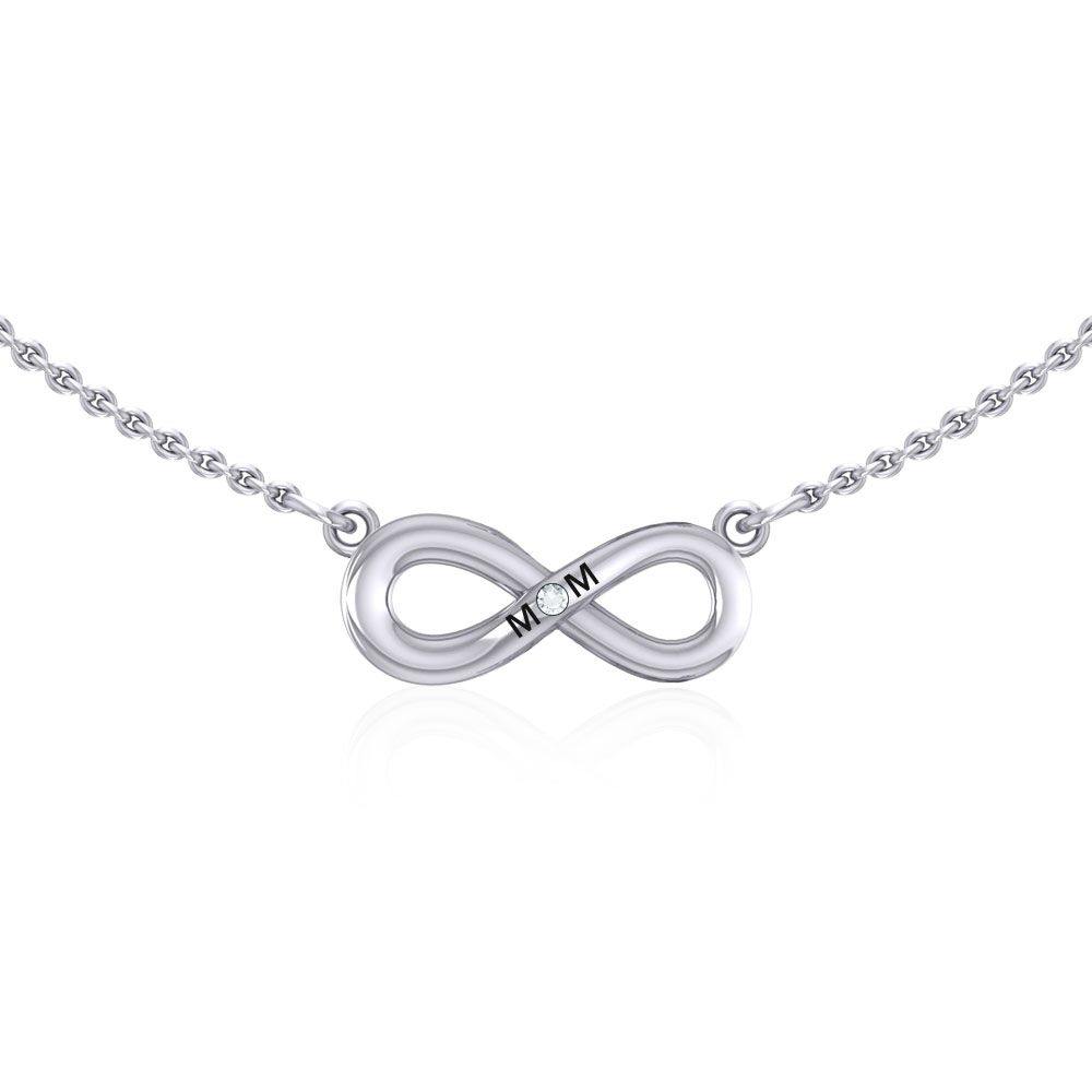 Infinity Love For Mom Silver Necklace with Single Gem TNC459 - Jewelry