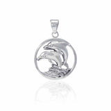Dolphins in Circle Silver Pendant TP1018 - Jewelry